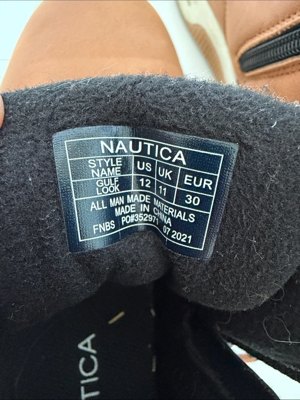 Nautica Tan Kids Lace-Up Ankle Boots with Black Knit Collar
